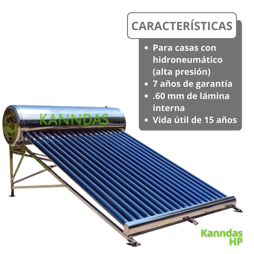 Calentador Solar KANNDAS HP 24 tubos (casas con hidroneumático)
